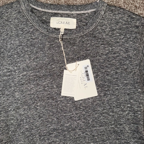 NWT The Great Heathered Gray The Ruffle Short Sleeve Top Shirt Tee 1 Small S - Picture 2 of 4